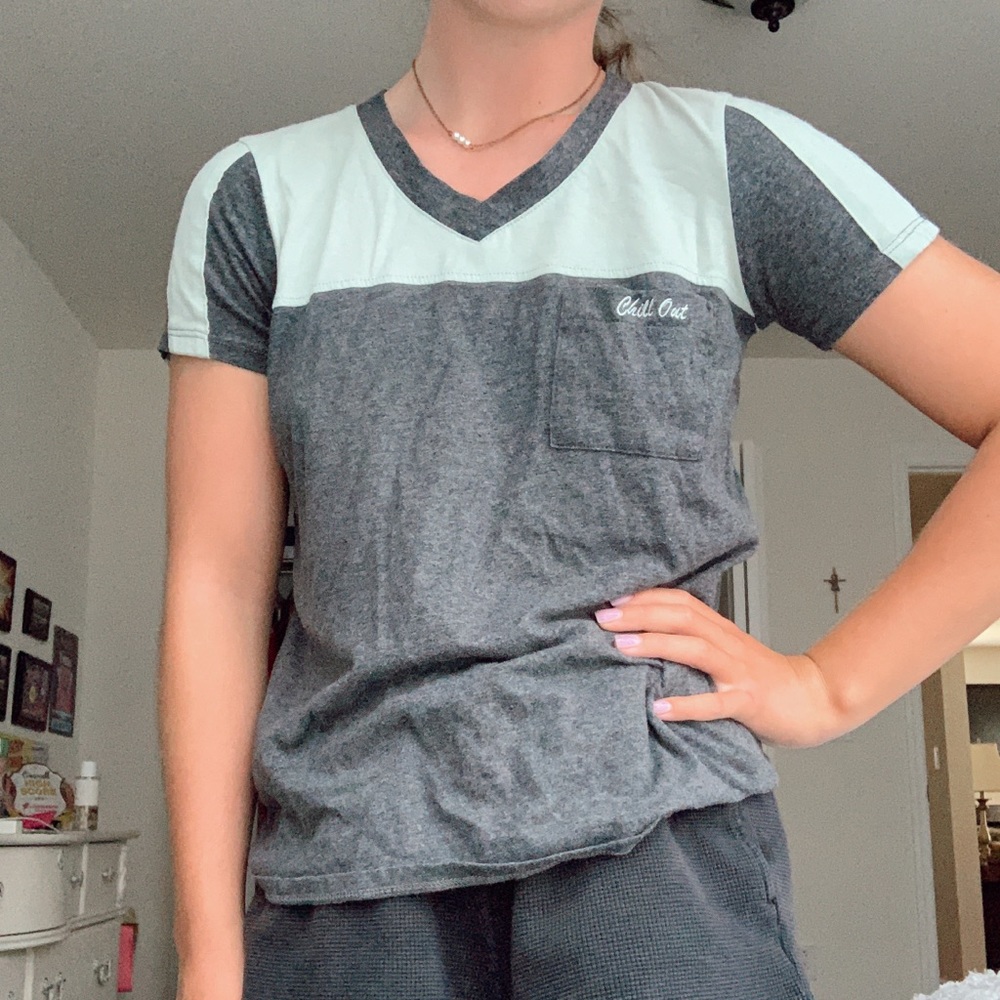 Teal and gray shirt